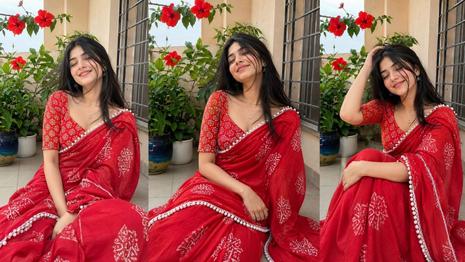 Traditional Red Saree Girl AI Photo Editing Prompt | Prompt Copy AI