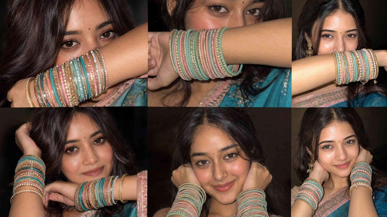 Bangle Beauty Portrait AI Photo Editing Prompt with colorful bangles and close-up beauty photography